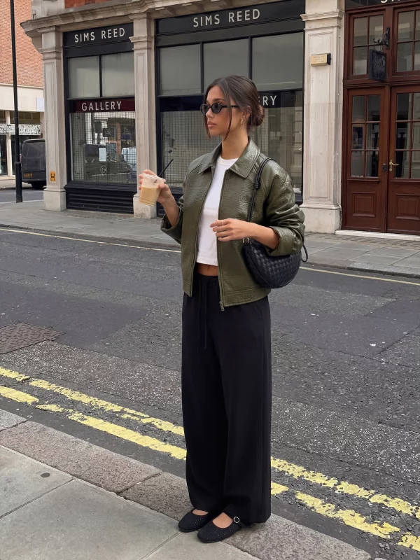 Kurtka damska ze skóry ekologicznej zielona Mackenzie 301