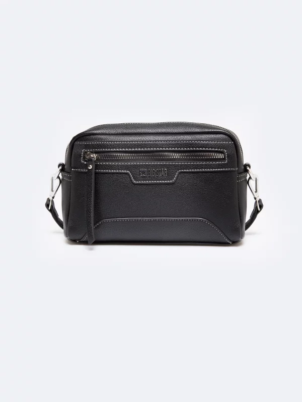 Torebka damska cross body z wymiennym paskiem czarna Mara 906