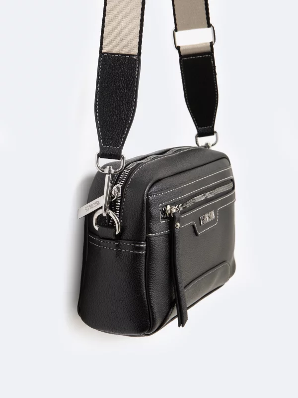 Torebka damska cross body z wymiennym paskiem czarna Mara 906