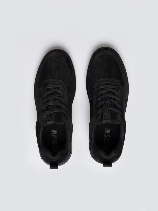 Sneakersy męskie ze skóry naturalnej zamszowej czarne OO174012 906