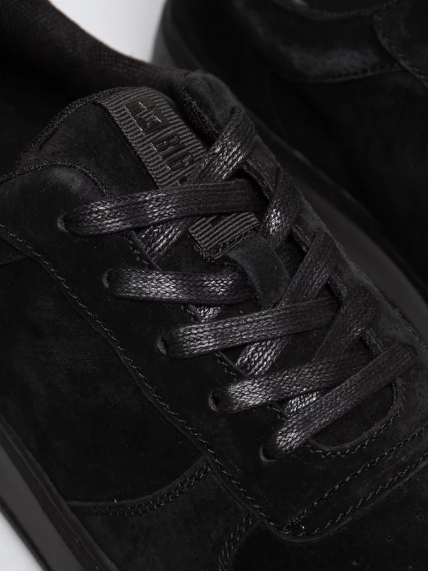 Sneakersy męskie ze skóry naturalnej zamszowej czarne OO174012 906
