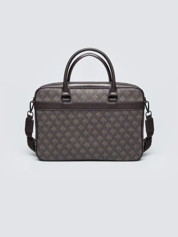 Torba na laptopa z monogramem brązowa Revon 803