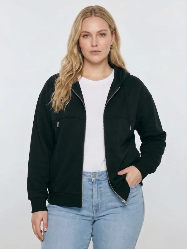 Bluza damska z kapturem rozpinana czarna Selina 906