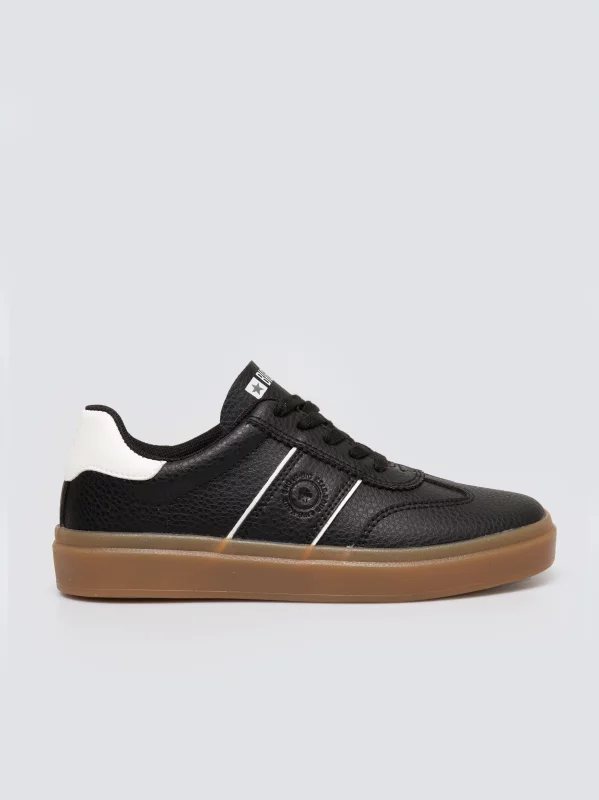 Sneakersy dziecięce ze skóry ekologicznej czarne SS374025 906