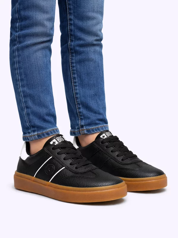 Sneakersy dziecięce ze skóry ekologicznej czarne SS374025 906
