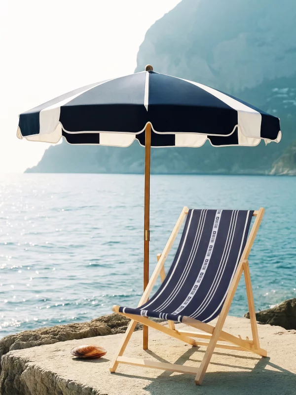 Leżak plażowy drewniany granatowy Chichillo 403