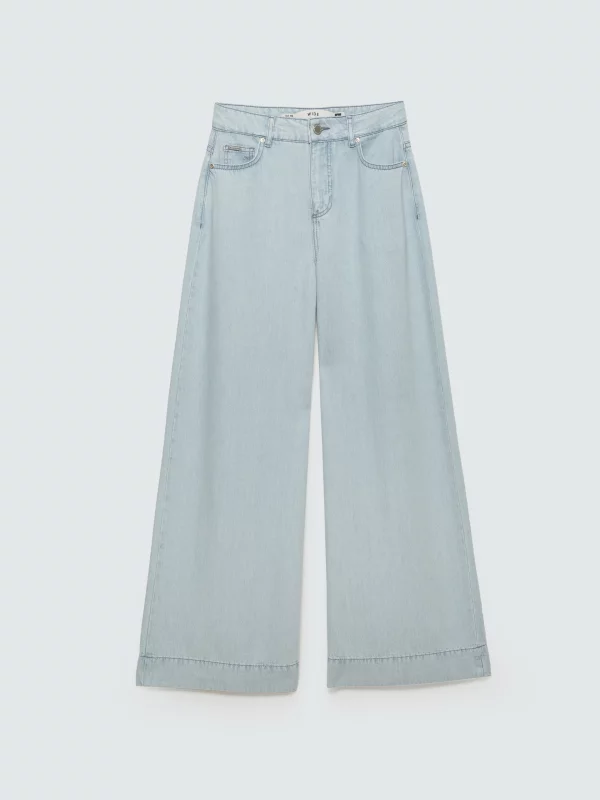Spodnie damskie jeansowe wide niebieskie Colette 163