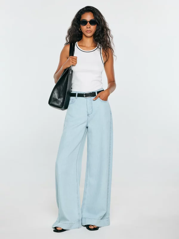 Spodnie damskie jeansowe wide niebieskie Colette 163