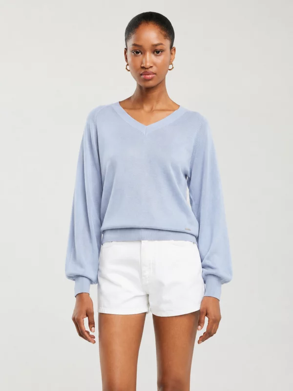 Sweter damski z wiskozy niebieski Simona 400