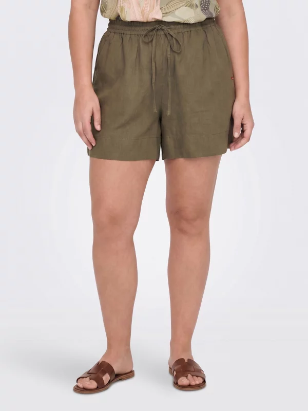 Szorty damskie lniane khaki Linami 303
