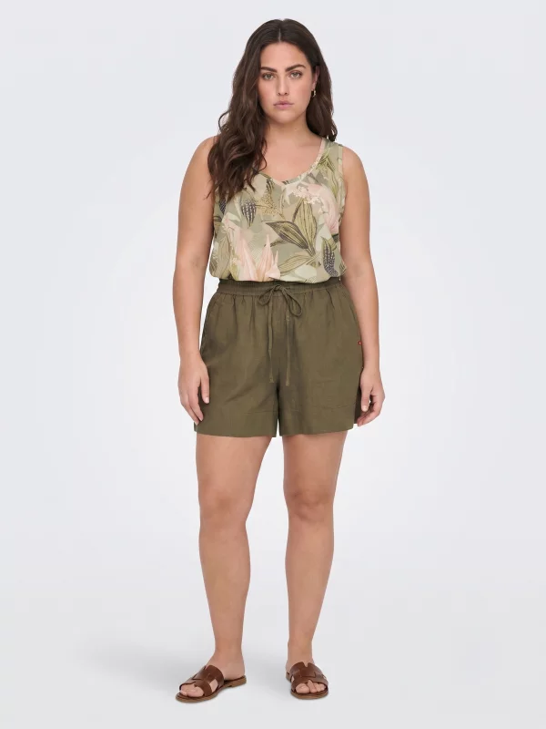 Szorty damskie lniane khaki Linami 303