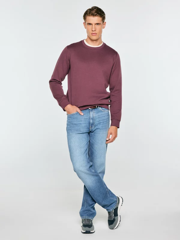 Bluza męska ze strukturalnej dzianiny bordowa Bremen 604