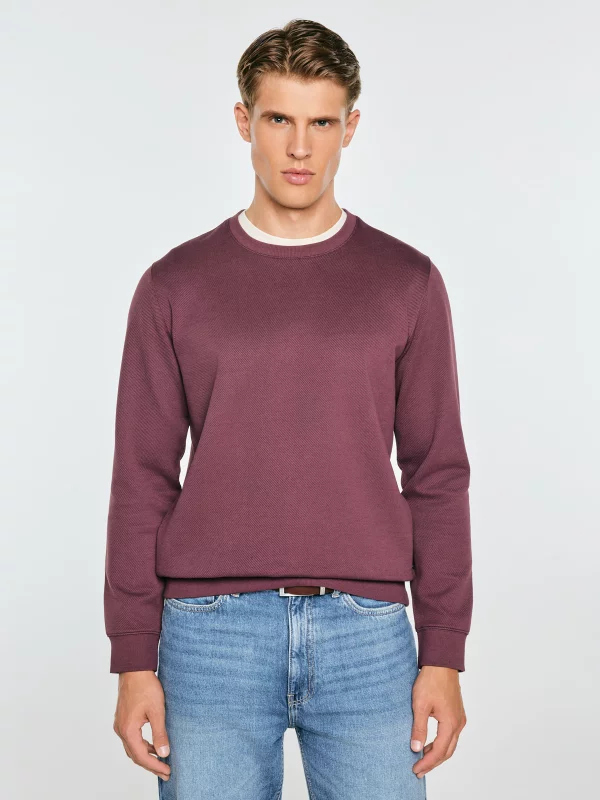 Bluza męska ze strukturalnej dzianiny bordowa Bremen 604