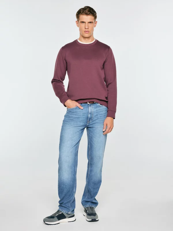 Bluza męska ze strukturalnej dzianiny bordowa Bremen 604