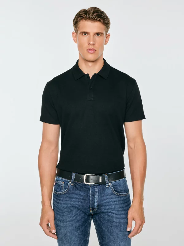 Koszulka męska polo czarna Nisser 906
