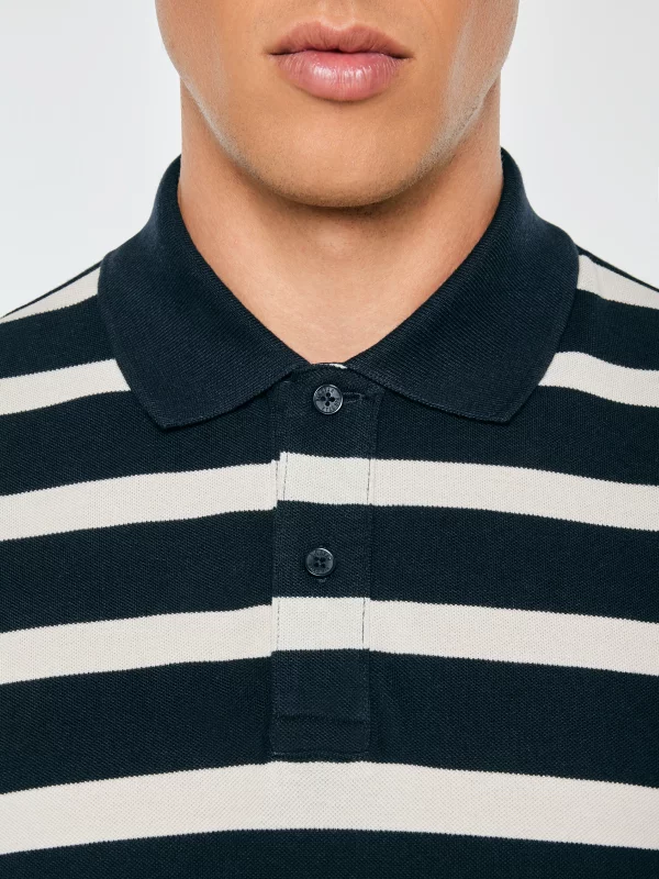 Koszulka męska polo w białe paski granatowa Talus 403