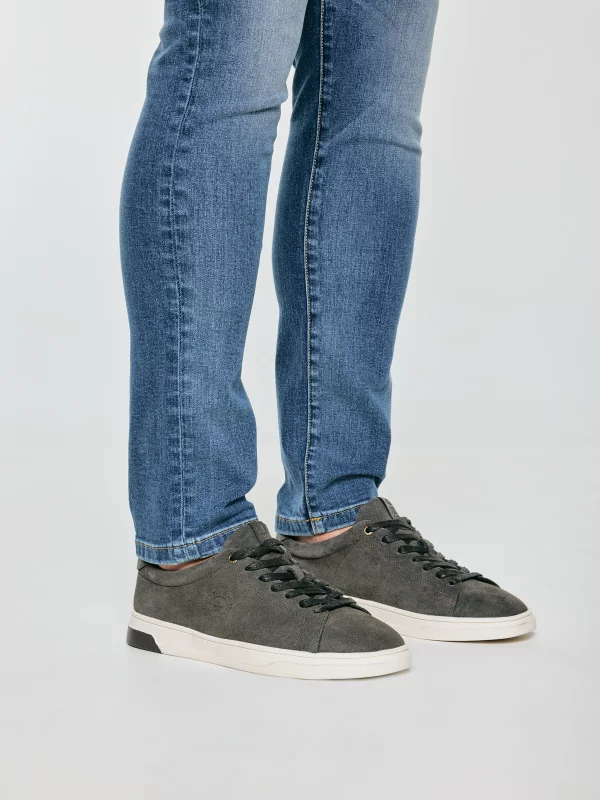 Sneakersy męskie ze skóry naturalnej zamszowej szare UU174051 903