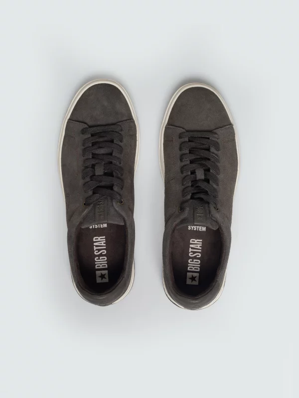 Sneakersy męskie ze skóry naturalnej zamszowej szare UU174051 903