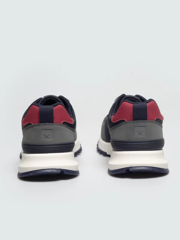 Sneakersy męskie z szarymi wstawkami granatowe UU174203 403