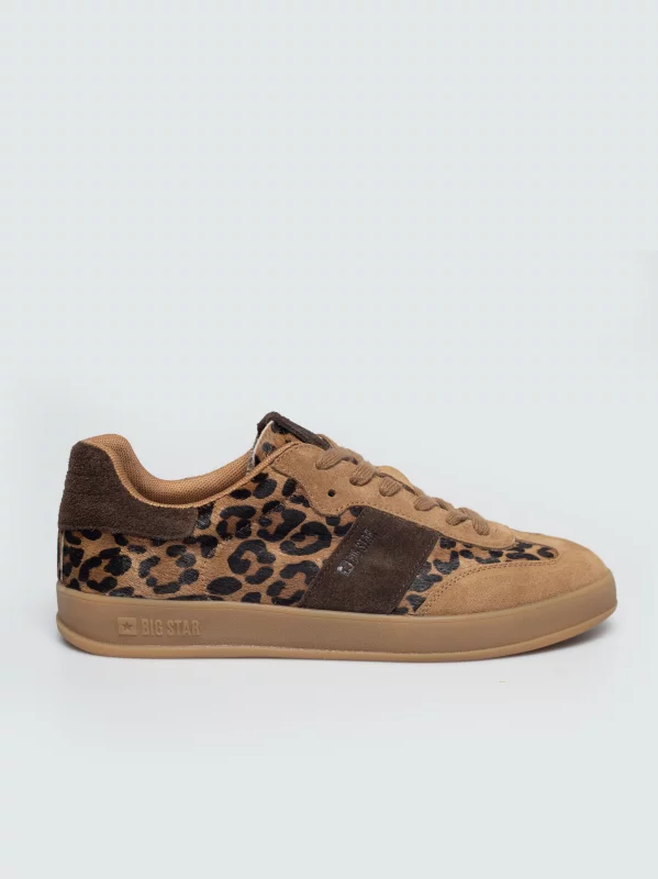 Sneakersy damskie ze skóry naturalnej zamszowej beżowe UU274030 801
