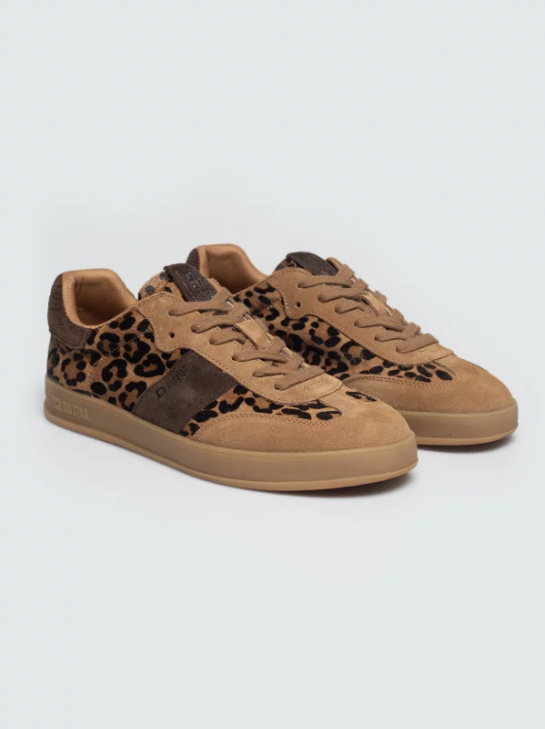 Sneakersy damskie ze skóry naturalnej zamszowej beżowe UU274030 801