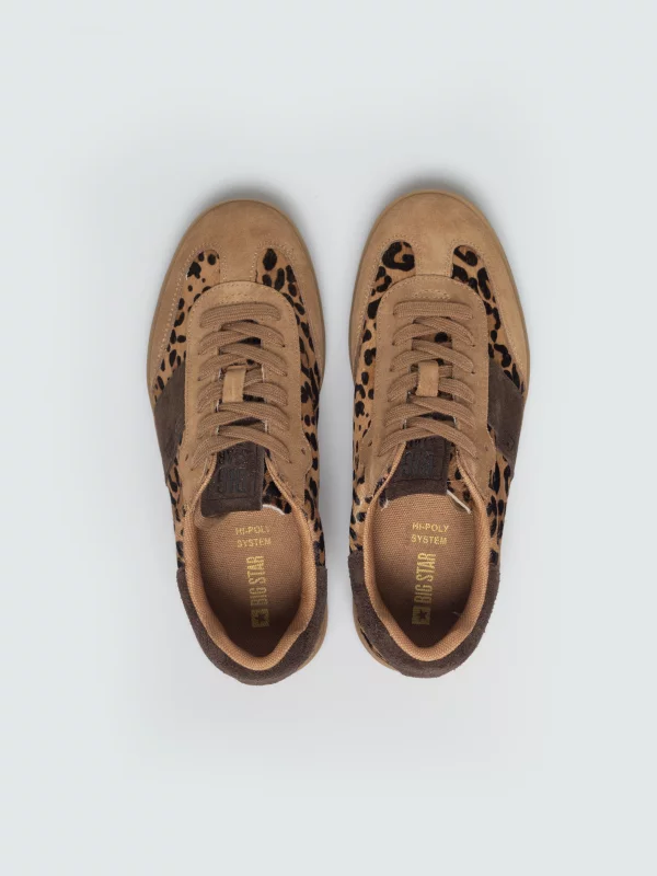 Sneakersy damskie ze skóry naturalnej zamszowej beżowe UU274030 801