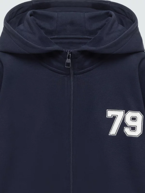Bluza chłopięca z kapturem zapinana na zamek granatowa Jazon 403