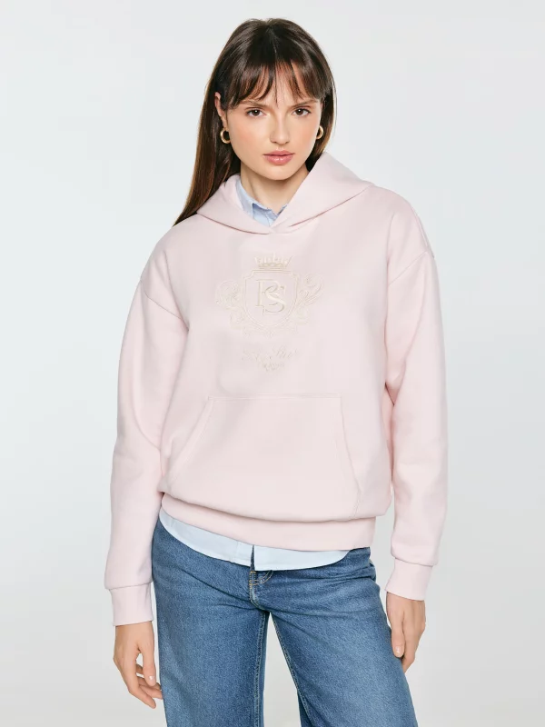 Bluza damska z kapturem i haftowanym logo różowa Afraja 600