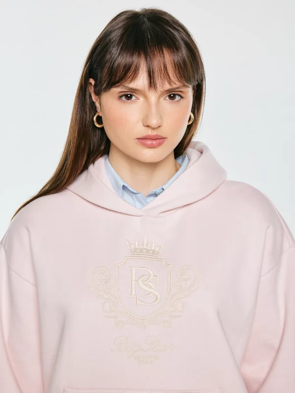 Bluza damska z kapturem i haftowanym logo różowa Afraja 600