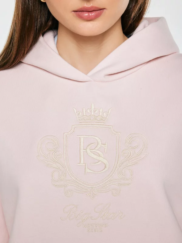 Bluza damska z kapturem i haftowanym logo różowa Afraja 600