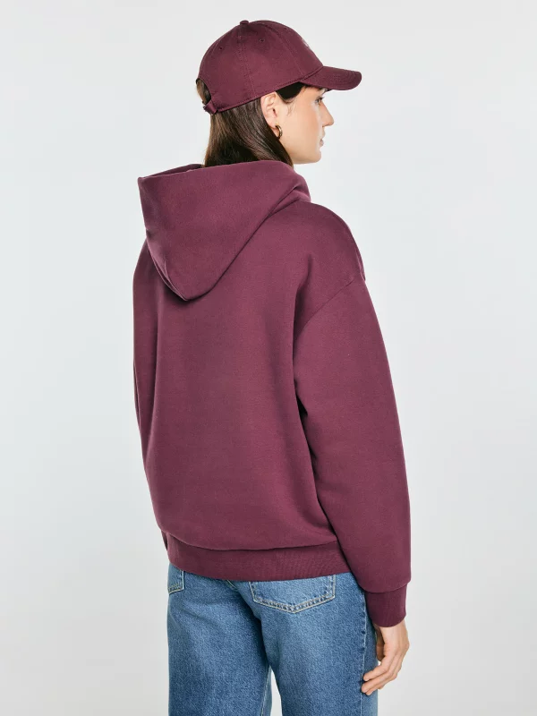 Bluza damska z kapturem i haftowanym logo bordowa Afraja 604