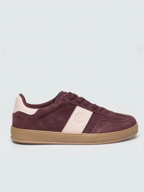 Sneakersy damskie zamszowe bordowe UU274007 604