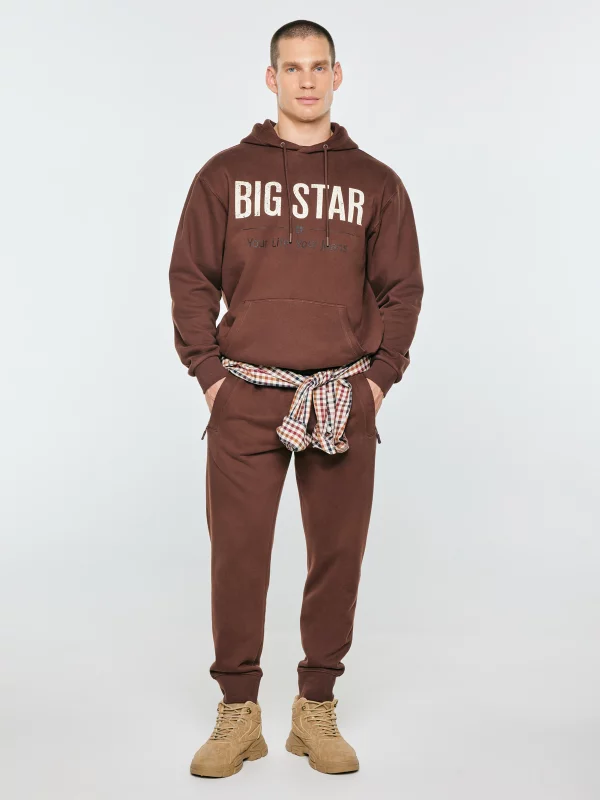 Bluza z kapturem i logo BIG STAR brązowa ASHLYNO 804