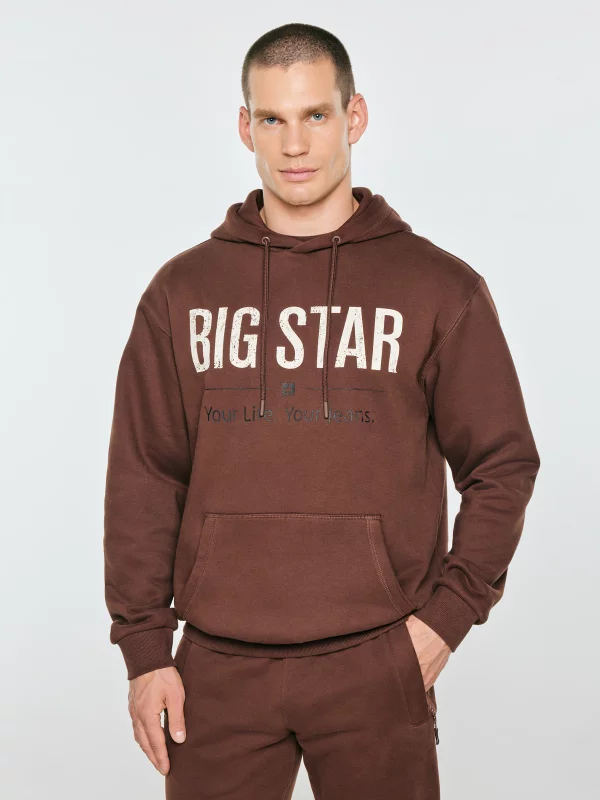 Bluza z kapturem i logo BIG STAR brązowa ASHLYNO 804