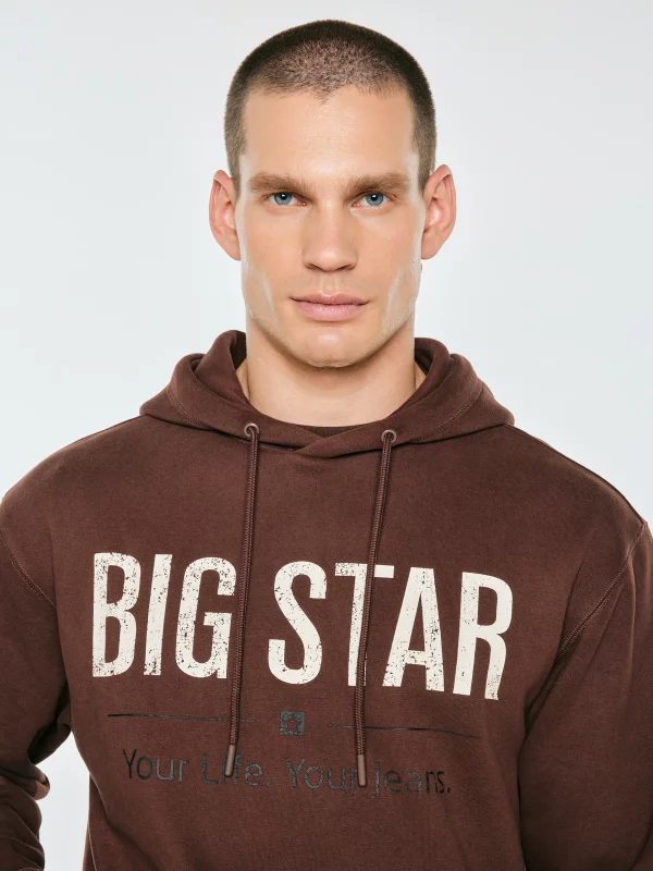 Bluza z kapturem i logo BIG STAR brązowa ASHLYNO 804