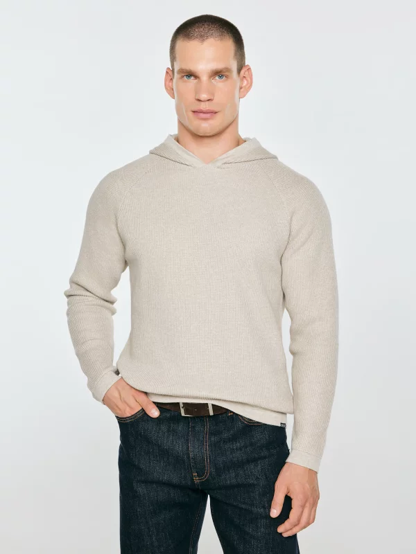 Sweter męski z kapturem beżowy Hoodson 800