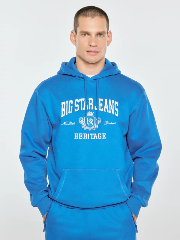 Bluza męska z kapturem i logo BIG STAR niebieska Noel 401