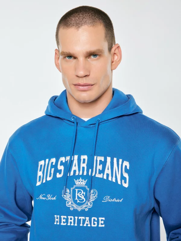 Bluza męska z kapturem i logo BIG STAR niebieska Noel 401