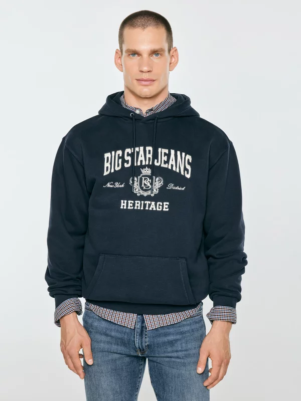 Bluza męska z kapturem i logo BIG STAR granatowa Noel 403
