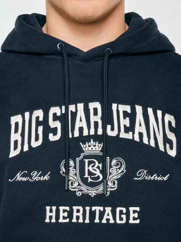 Bluza męska z kapturem i logo BIG STAR granatowa Noel 403