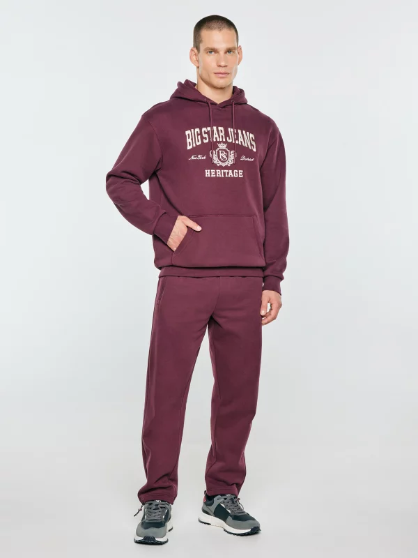 Bluza męska z kapturem i logo BIG STAR bordowa Noel 604