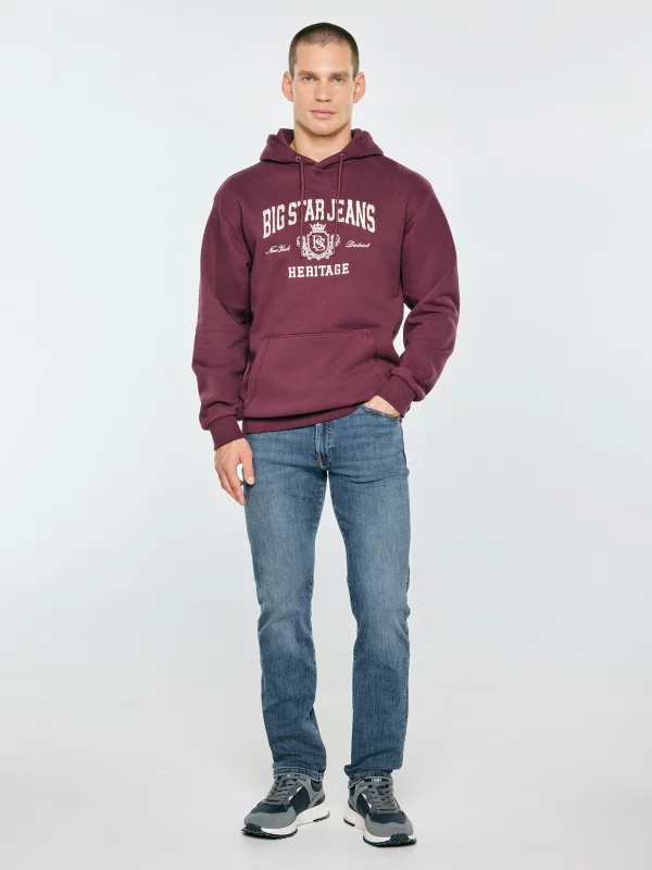 Bluza męska z kapturem i logo BIG STAR bordowa Noel 604