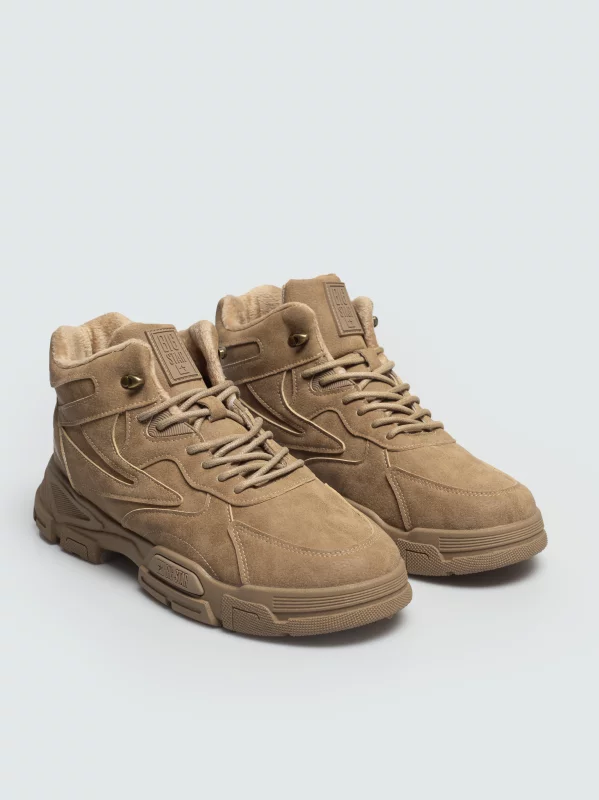 Sneakersy męskie ocieplane beżowe OO174581 801