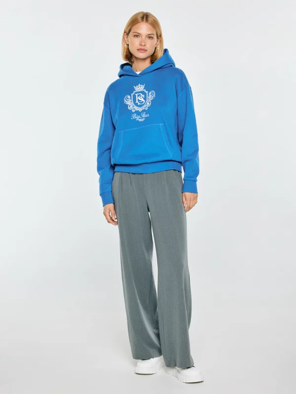 Bluza damska z kapturem i haftowanym logo niebieska Afraja 401