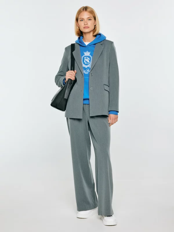 Bluza damska z kapturem i haftowanym logo niebieska Afraja 401