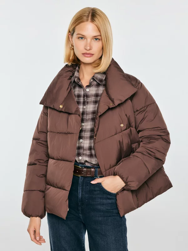 Kurtka damska oversize z wypełnieniem brązowa Allie 804