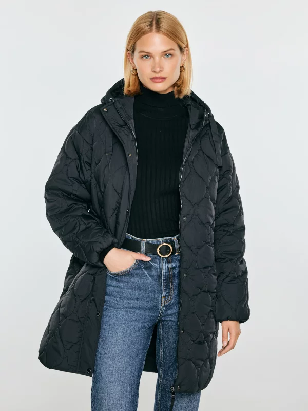 Płaszcz damski oversize pikowany z wypełnieniem czarny Callie 906