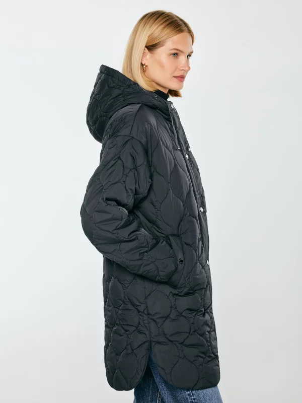 Płaszcz damski oversize pikowany z wypełnieniem czarny Callie 906
