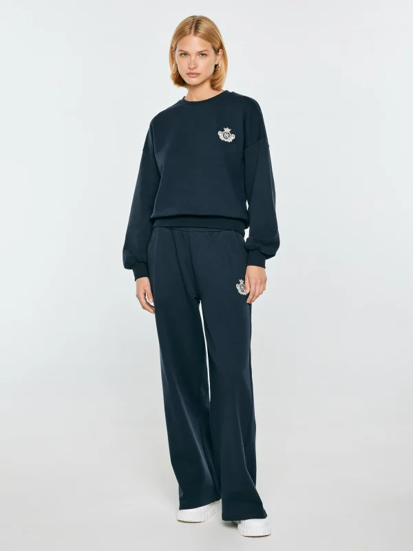 Bluza damska z haftem granatowa Fotyna 403