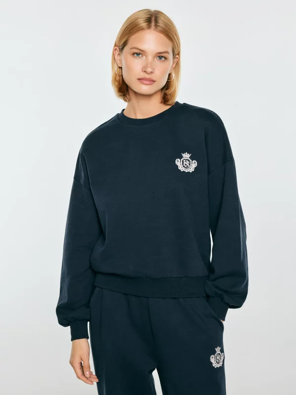 Bluza damska z haftem granatowa Fotyna 403
